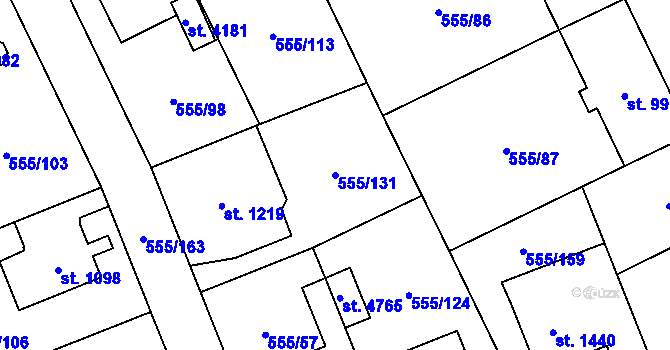 Parcela st. 555/131 v KÚ Zábřeh nad Odrou, Katastrální mapa