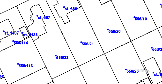 Parcela st. 556/21 v KÚ Zábřeh nad Odrou, Katastrální mapa