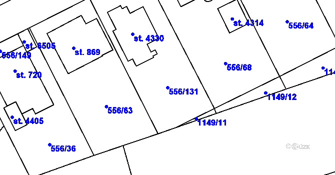 Parcela st. 556/131 v KÚ Zábřeh nad Odrou, Katastrální mapa