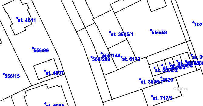 Parcela st. 556/144 v KÚ Zábřeh nad Odrou, Katastrální mapa