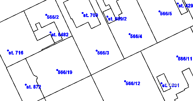 Parcela st. 566/3 v KÚ Zábřeh nad Odrou, Katastrální mapa