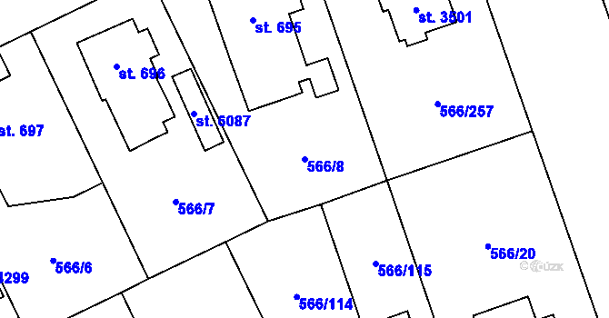 Parcela st. 566/8 v KÚ Zábřeh nad Odrou, Katastrální mapa