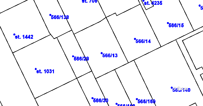 Parcela st. 566/13 v KÚ Zábřeh nad Odrou, Katastrální mapa