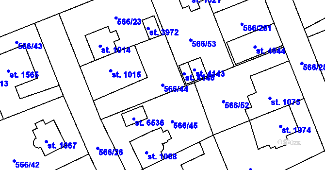 Parcela st. 566/44 v KÚ Zábřeh nad Odrou, Katastrální mapa