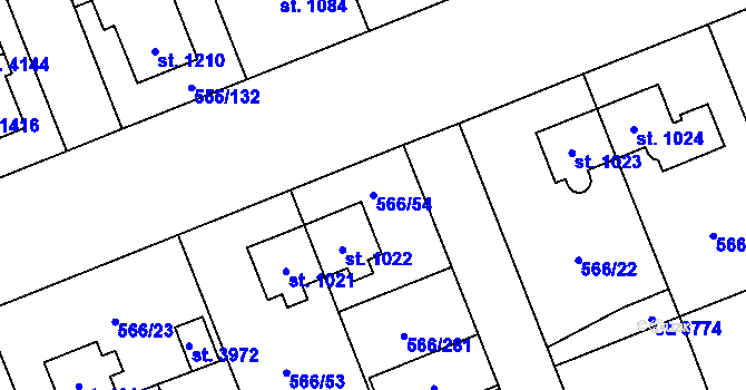 Parcela st. 566/54 v KÚ Zábřeh nad Odrou, Katastrální mapa