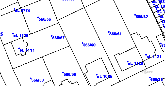 Parcela st. 566/60 v KÚ Zábřeh nad Odrou, Katastrální mapa