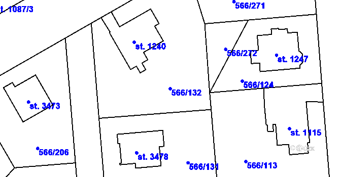 Parcela st. 566/132 v KÚ Zábřeh nad Odrou, Katastrální mapa