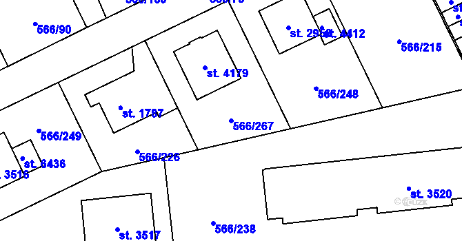 Parcela st. 566/267 v KÚ Zábřeh nad Odrou, Katastrální mapa