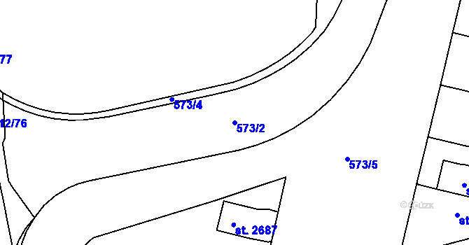 Parcela st. 573/2 v KÚ Zábřeh nad Odrou, Katastrální mapa