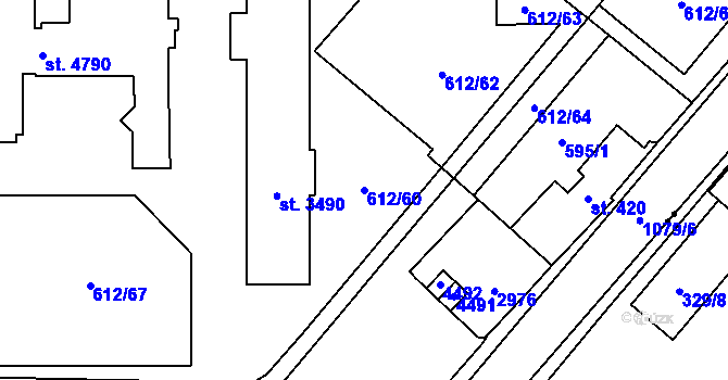 Parcela st. 612/60 v KÚ Zábřeh nad Odrou, Katastrální mapa