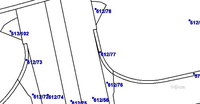 Parcela st. 612/77 v KÚ Zábřeh nad Odrou, Katastrální mapa