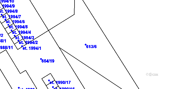 Parcela st. 613/6 v KÚ Zábřeh nad Odrou, Katastrální mapa