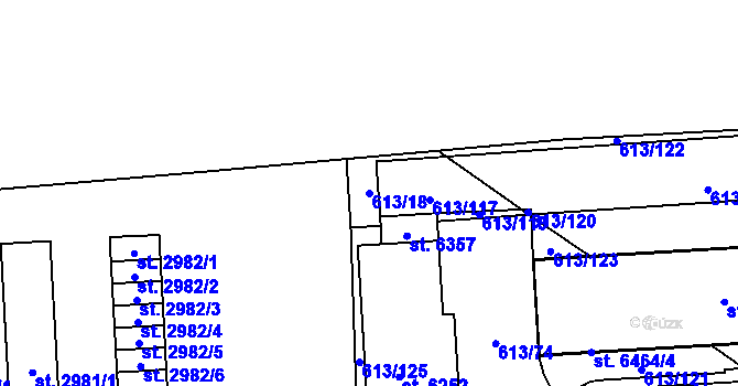 Parcela st. 613/18 v KÚ Zábřeh nad Odrou, Katastrální mapa