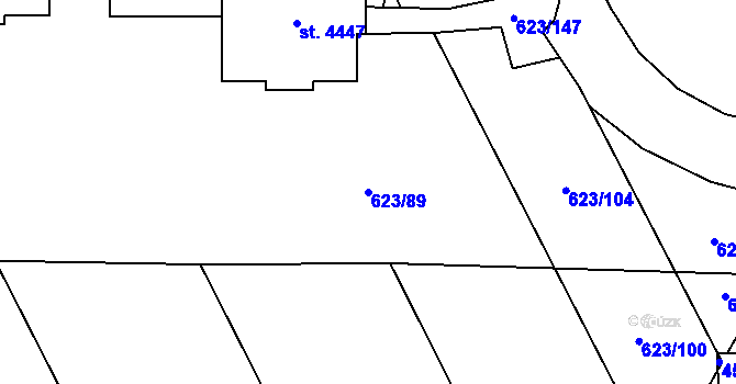 Parcela st. 623/89 v KÚ Zábřeh nad Odrou, Katastrální mapa