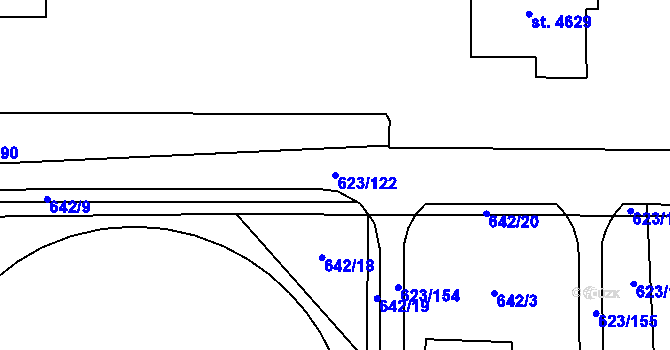 Parcela st. 623/122 v KÚ Zábřeh nad Odrou, Katastrální mapa