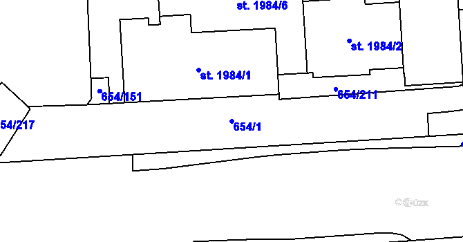 Parcela st. 654/1 v KÚ Zábřeh nad Odrou, Katastrální mapa