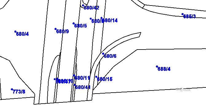 Parcela st. 680/6 v KÚ Zábřeh nad Odrou, Katastrální mapa