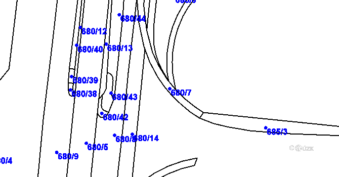 Parcela st. 680/7 v KÚ Zábřeh nad Odrou, Katastrální mapa