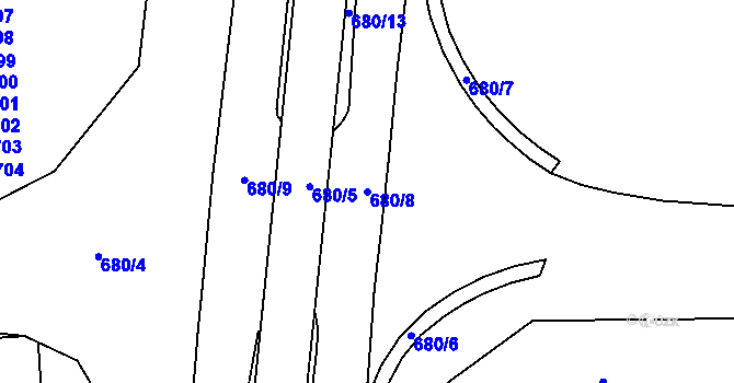 Parcela st. 680/8 v KÚ Zábřeh nad Odrou, Katastrální mapa