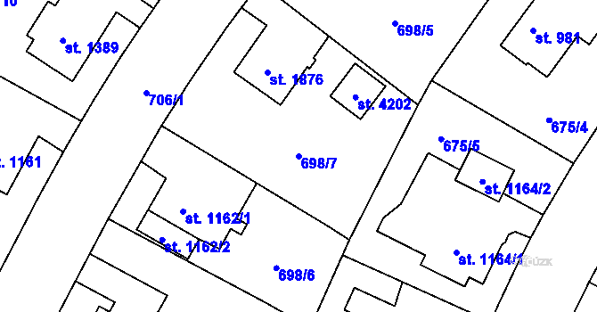 Parcela st. 698/7 v KÚ Zábřeh nad Odrou, Katastrální mapa