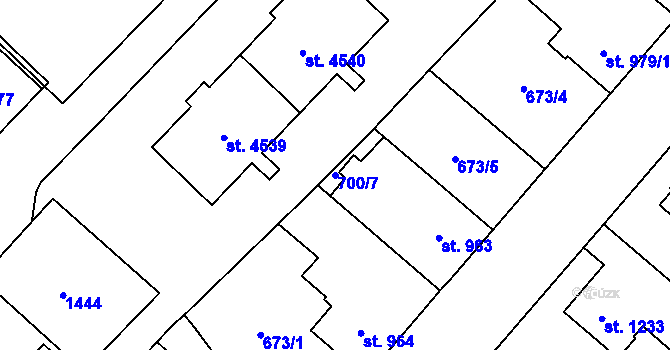 Parcela st. 700/7 v KÚ Zábřeh nad Odrou, Katastrální mapa