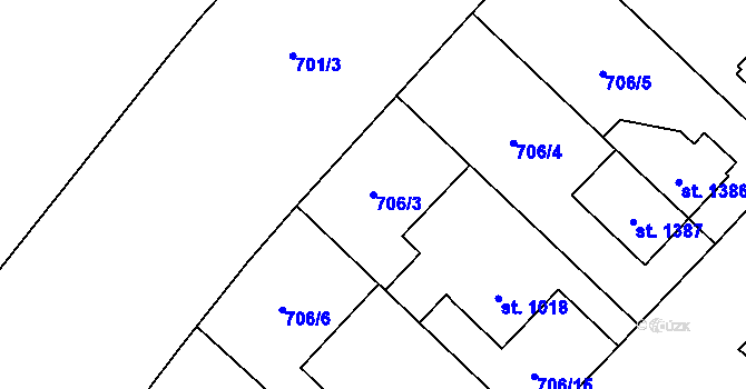 Parcela st. 706/3 v KÚ Zábřeh nad Odrou, Katastrální mapa
