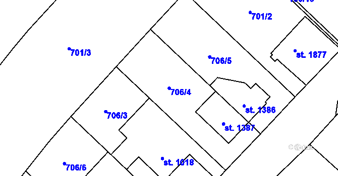 Parcela st. 706/4 v KÚ Zábřeh nad Odrou, Katastrální mapa