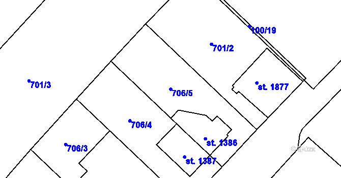 Parcela st. 706/5 v KÚ Zábřeh nad Odrou, Katastrální mapa