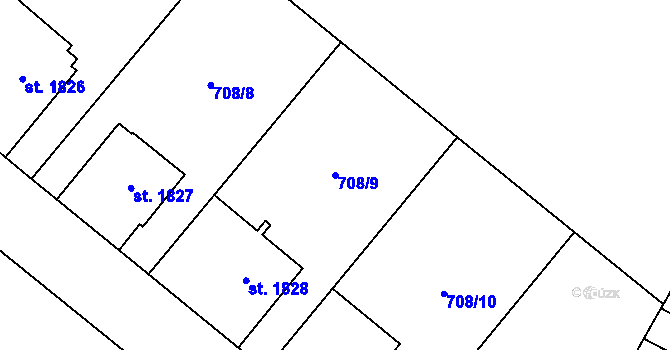 Parcela st. 708/9 v KÚ Zábřeh nad Odrou, Katastrální mapa