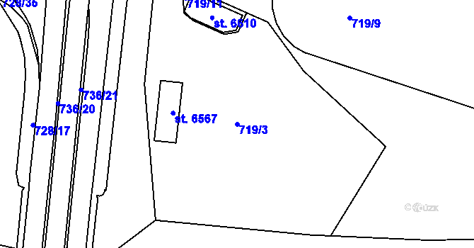 Parcela st. 719/3 v KÚ Zábřeh nad Odrou, Katastrální mapa