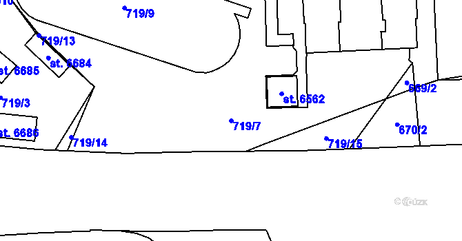 Parcela st. 719/7 v KÚ Zábřeh nad Odrou, Katastrální mapa