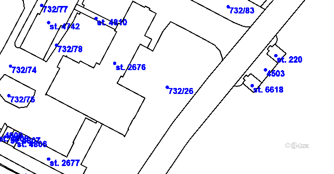 Parcela st. 732/26 v KÚ Zábřeh nad Odrou, Katastrální mapa