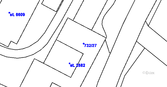 Parcela st. 732/27 v KÚ Zábřeh nad Odrou, Katastrální mapa