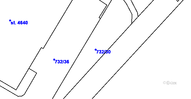 Parcela st. 732/30 v KÚ Zábřeh nad Odrou, Katastrální mapa