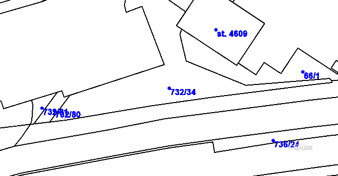 Parcela st. 732/34 v KÚ Zábřeh nad Odrou, Katastrální mapa