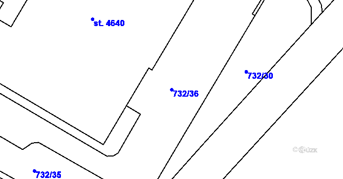 Parcela st. 732/36 v KÚ Zábřeh nad Odrou, Katastrální mapa