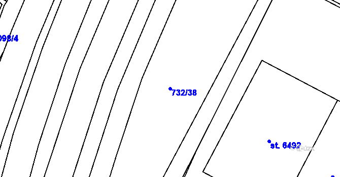 Parcela st. 732/38 v KÚ Zábřeh nad Odrou, Katastrální mapa