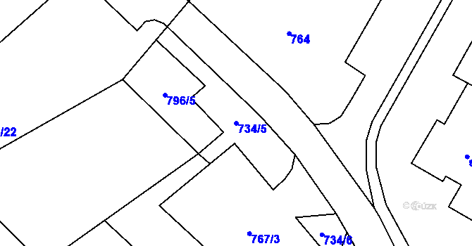 Parcela st. 734/5 v KÚ Zábřeh nad Odrou, Katastrální mapa