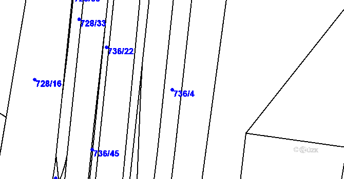 Parcela st. 736/4 v KÚ Zábřeh nad Odrou, Katastrální mapa