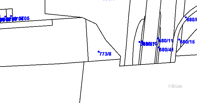 Parcela st. 773/8 v KÚ Zábřeh nad Odrou, Katastrální mapa