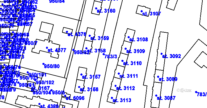 Parcela st. 783/3 v KÚ Zábřeh nad Odrou, Katastrální mapa