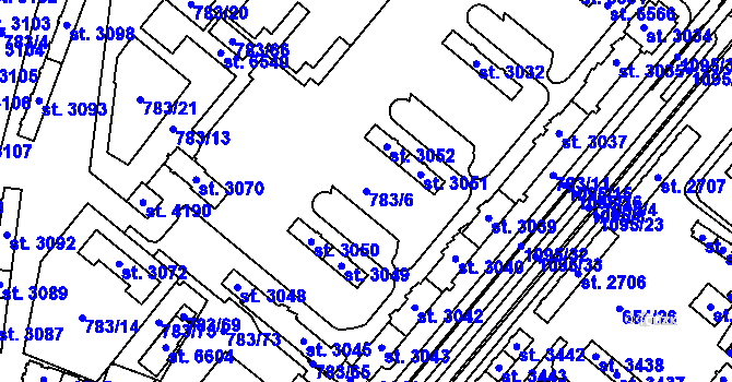Parcela st. 783/6 v KÚ Zábřeh nad Odrou, Katastrální mapa