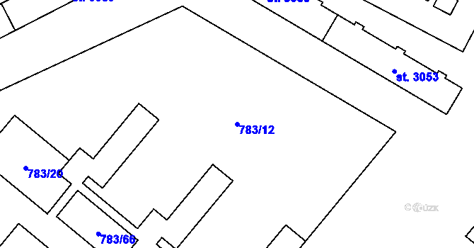 Parcela st. 783/12 v KÚ Zábřeh nad Odrou, Katastrální mapa
