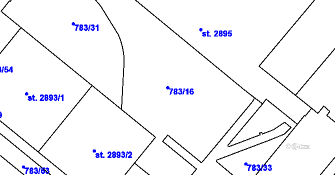 Parcela st. 783/16 v KÚ Zábřeh nad Odrou, Katastrální mapa