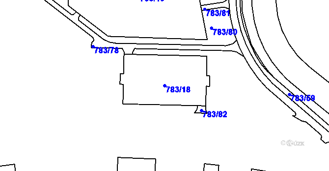 Parcela st. 783/18 v KÚ Zábřeh nad Odrou, Katastrální mapa