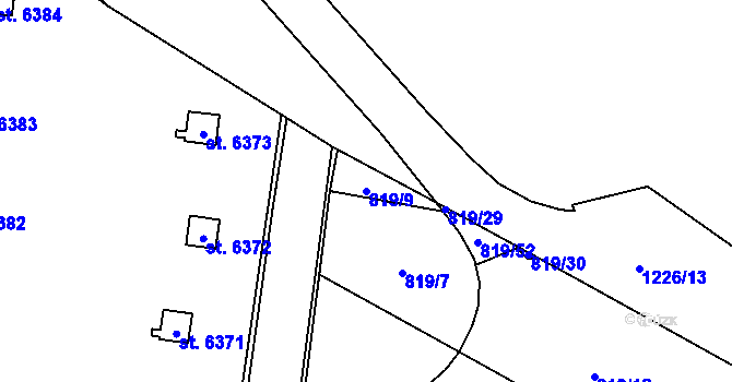Parcela st. 819/9 v KÚ Zábřeh nad Odrou, Katastrální mapa