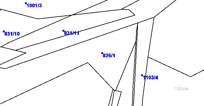 Parcela st. 826/1 v KÚ Zábřeh nad Odrou, Katastrální mapa