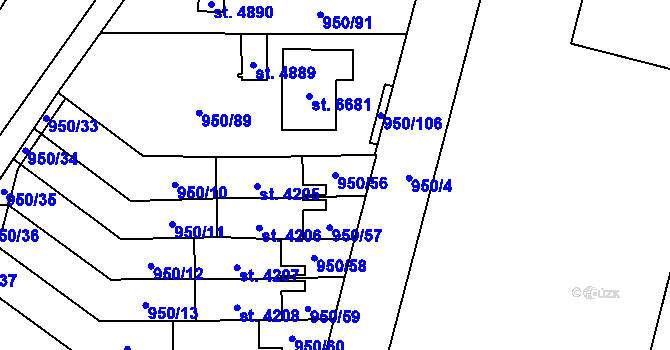 Parcela st. 950/56 v KÚ Zábřeh nad Odrou, Katastrální mapa
