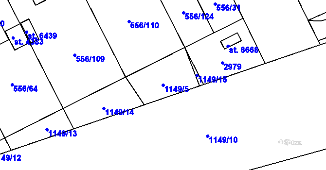 Parcela st. 1149/5 v KÚ Zábřeh nad Odrou, Katastrální mapa