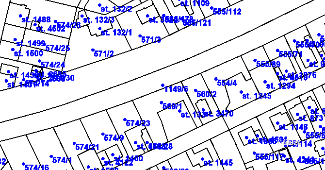 Parcela st. 1149/6 v KÚ Zábřeh nad Odrou, Katastrální mapa